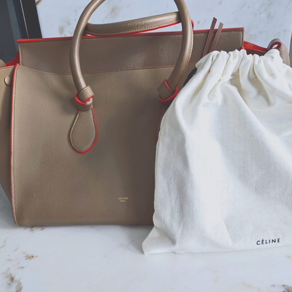 CELINE Natural Calfskin Medium Tie Knot Tote Beige
